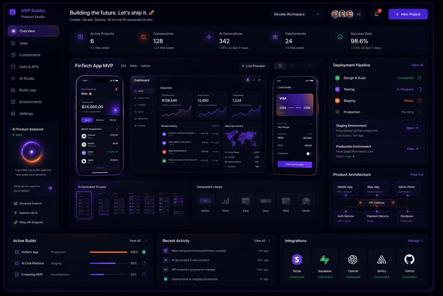 App development interface visual